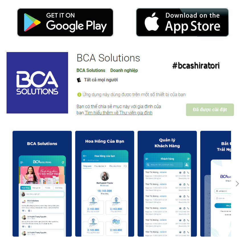 Tải app BCA Solutions trên app ứng dụng của CH Play hoặc Apple Store