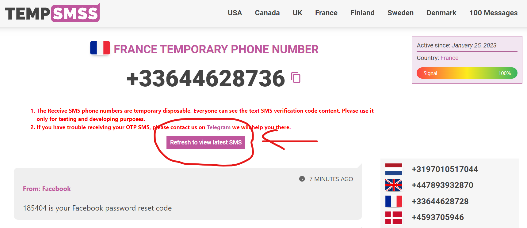 Tìm số điện thoại miễn phí tại Pháp để nhận SMS code